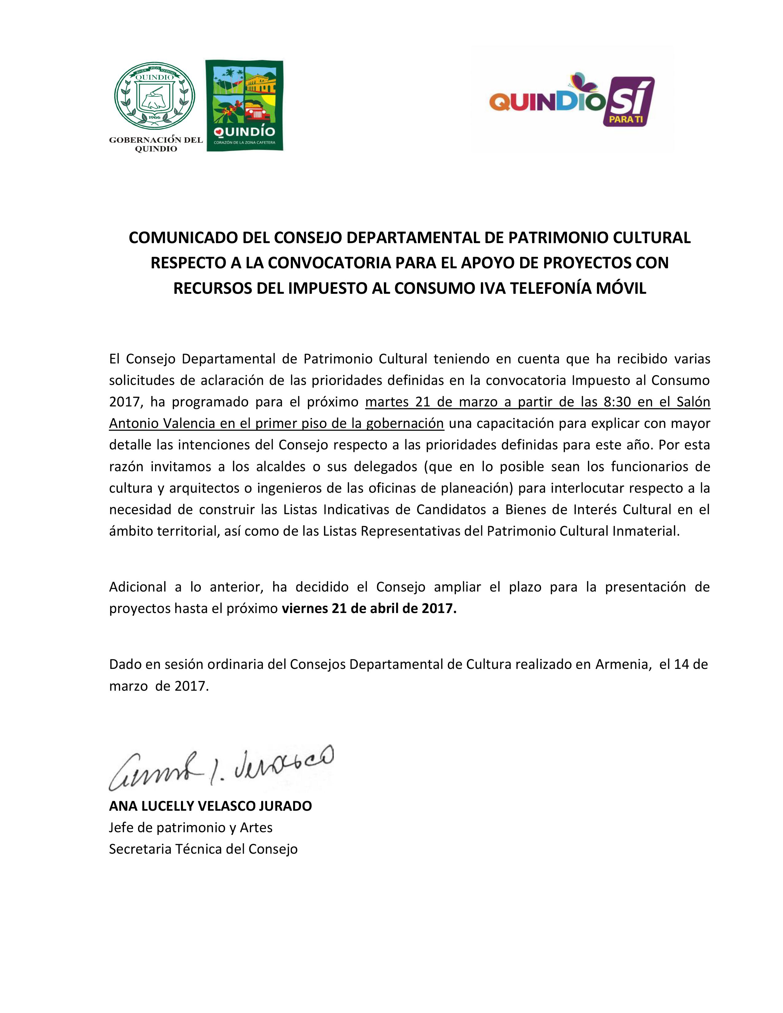 Comunicado Convocatoria