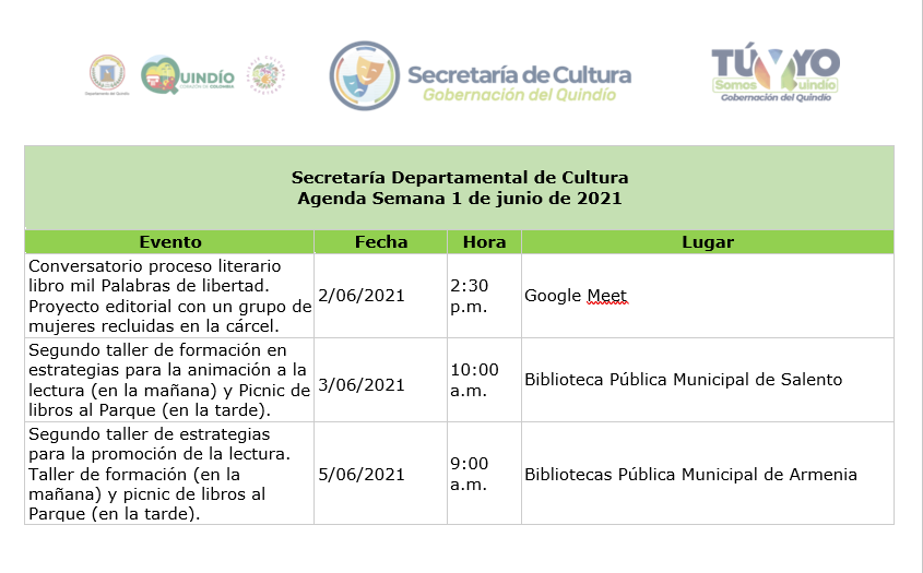 Agenda 1 de junio