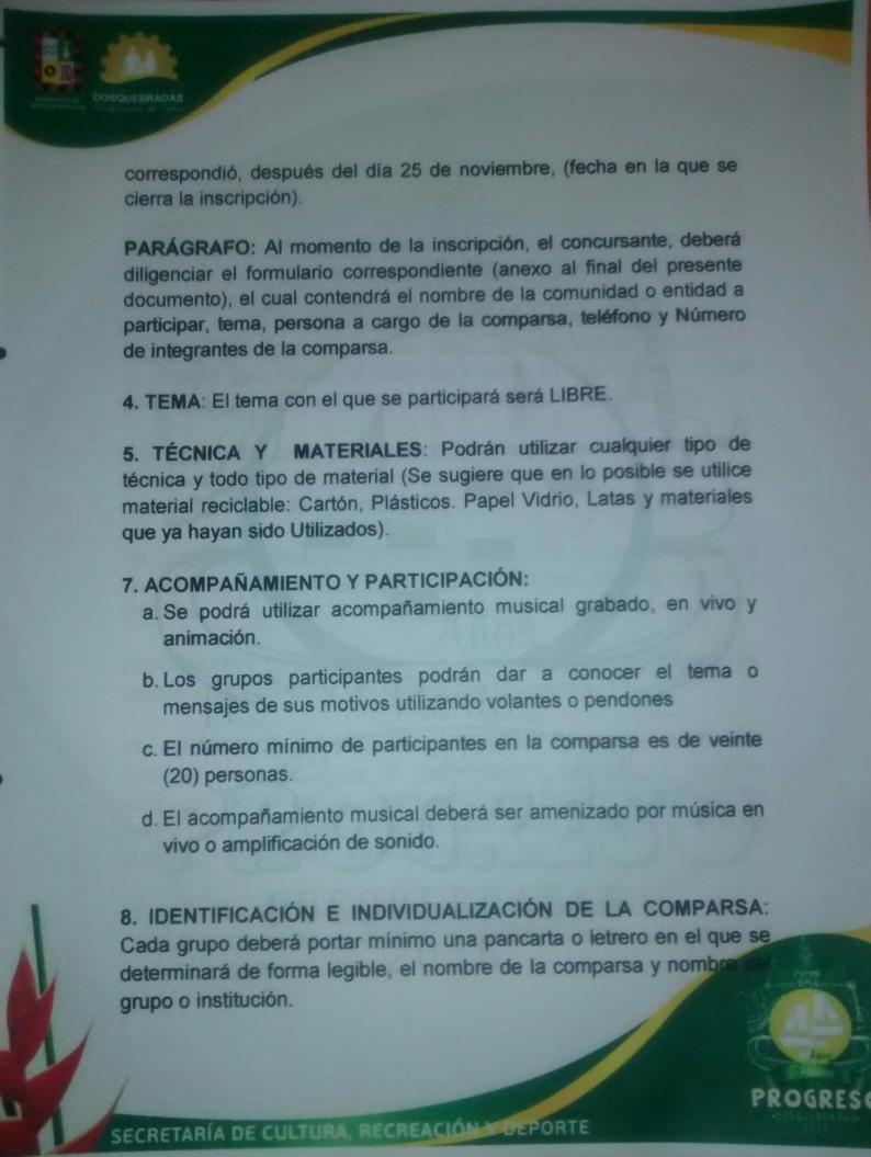 Reglamento participación concurso de comparsas fiestas del progreso dosquebradas 2016-3