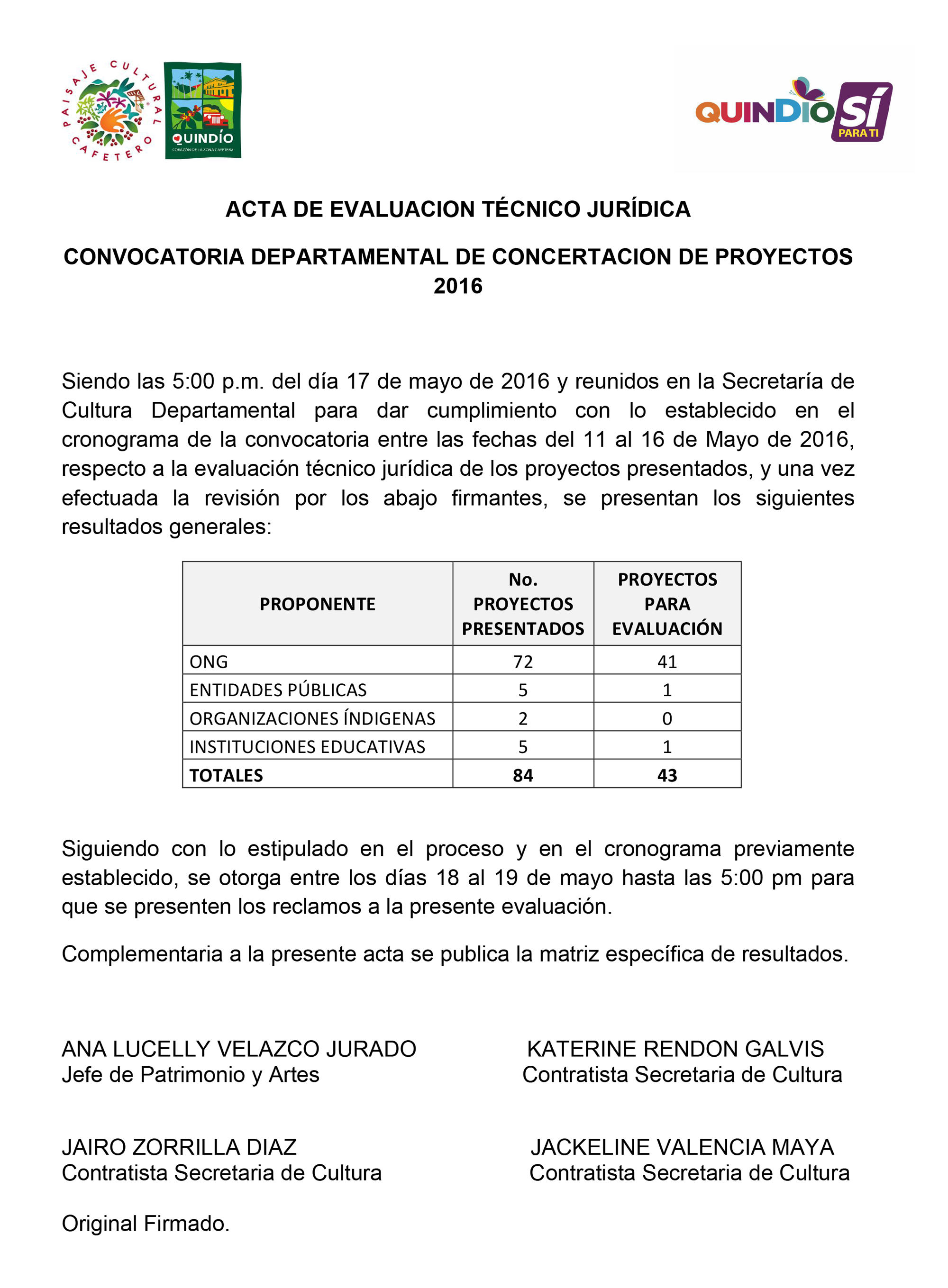 ACTA DE EVALUACION TECNICO JURIDICA 2016 - Publicar