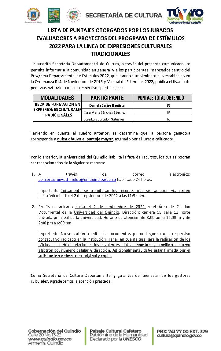 LISTADO G01 ANADORA MINICONVOCATORIA EXPRESIONES CULTURALES TRADICIONALES