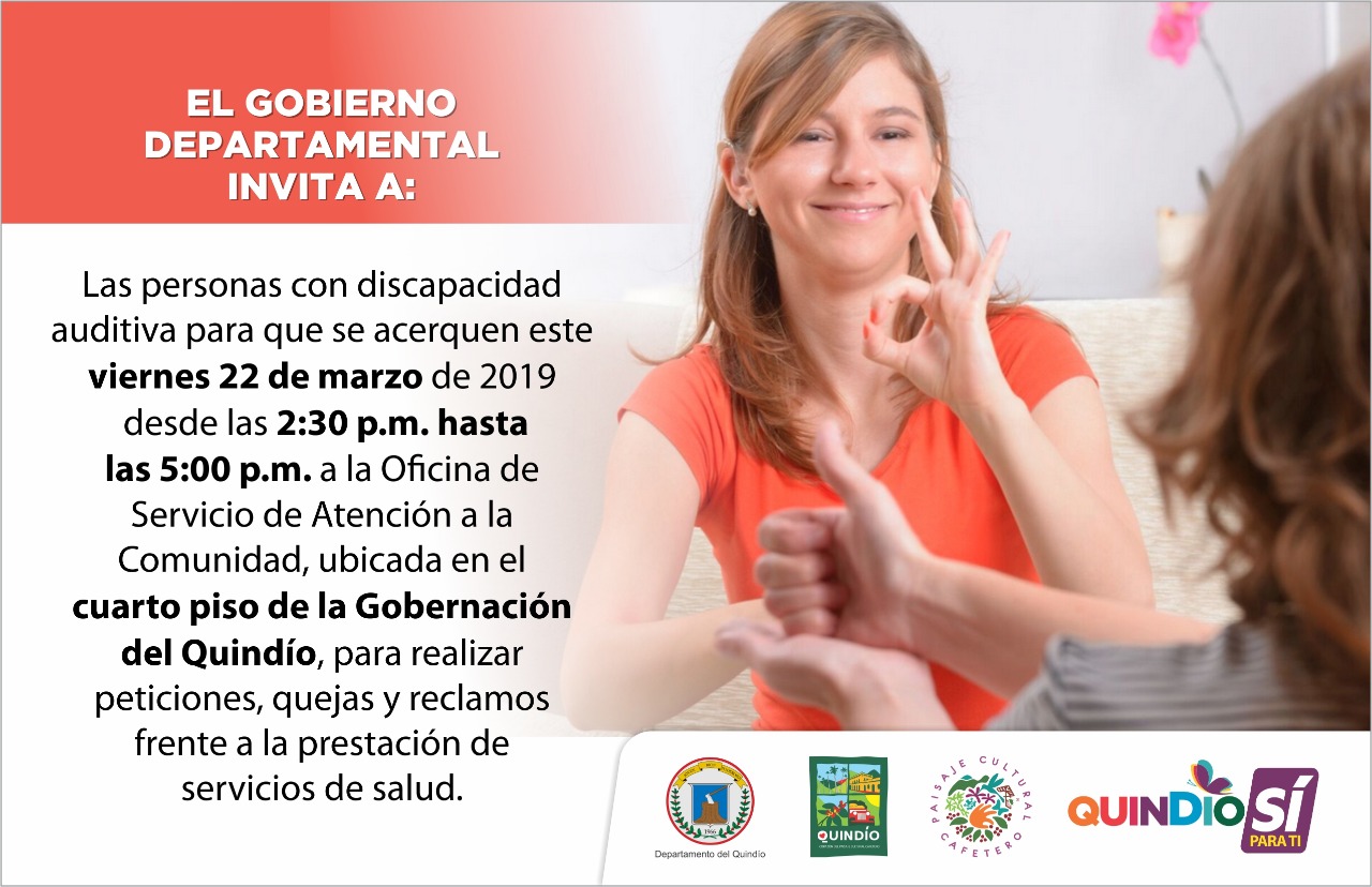 Gobernación realizará jornada de atención a quejas por servicio de salud para personas con discapacidad auditiva