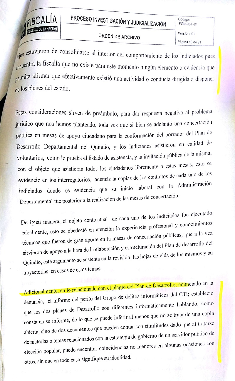 Fiscalía archiva proceso por plagio