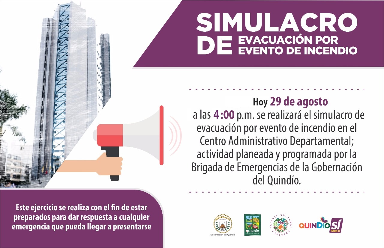 Hoy a las 400 p.m. se realizará simulacro de incendio en la Gobernación del Quindío