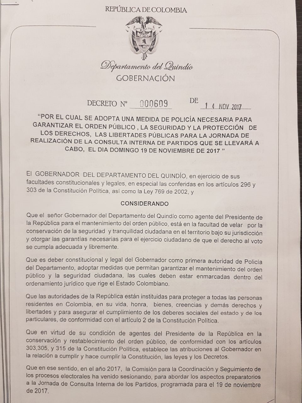 Ley seca prohibición del parrillero de motocicletas y otras restricciones por consulta del partido Liberal este domingo