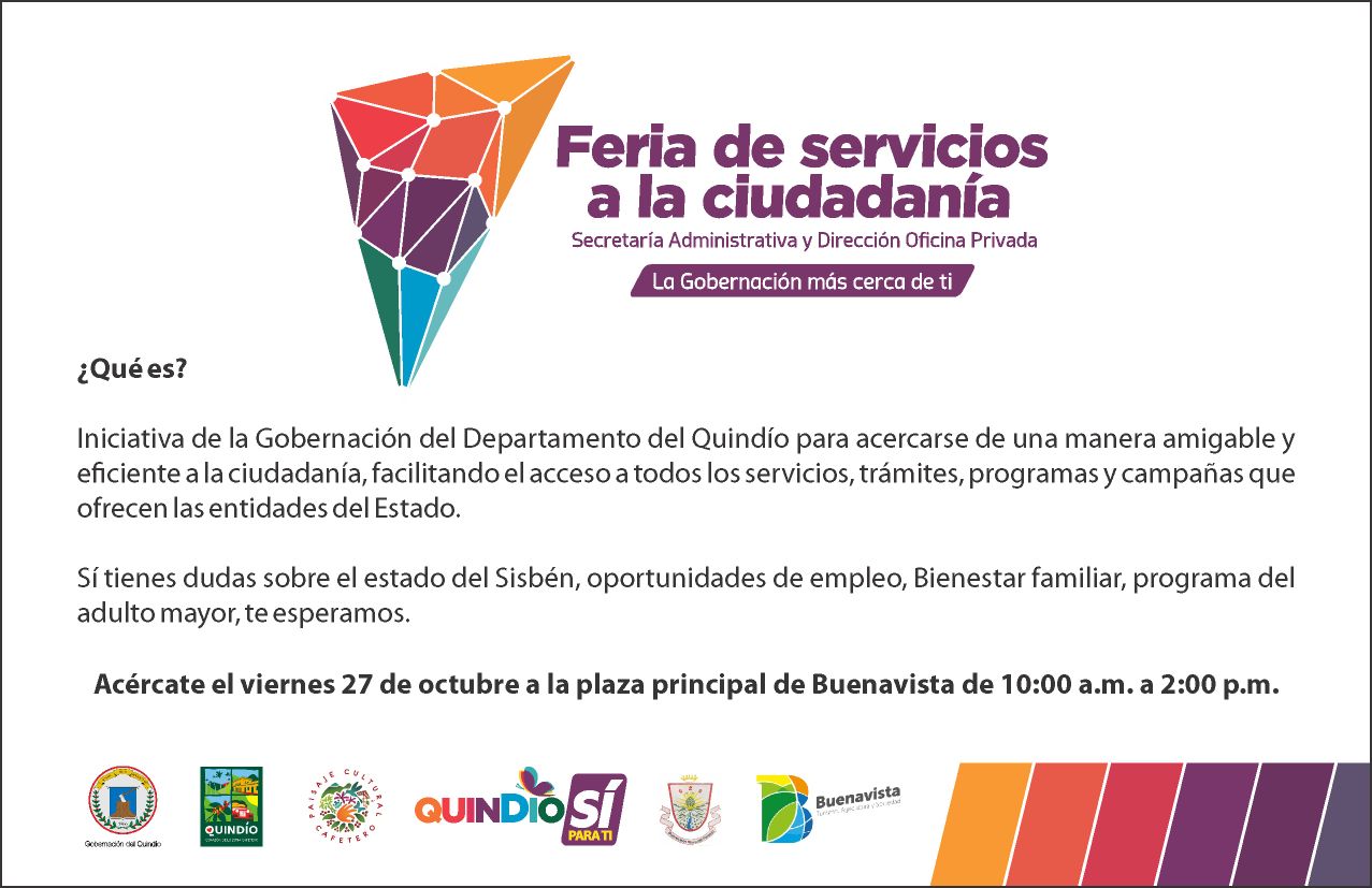 El próximo viernes los buenavisteños podrán acceder a la III Feria de Servicios a la Ciudadanía estrategia de la administración departamental que busca facilitar los trámites a los quindianos