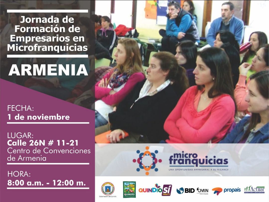 Mañana en el Quindío se cumplirá la jornada de formación de empresarios en Microfranquicias