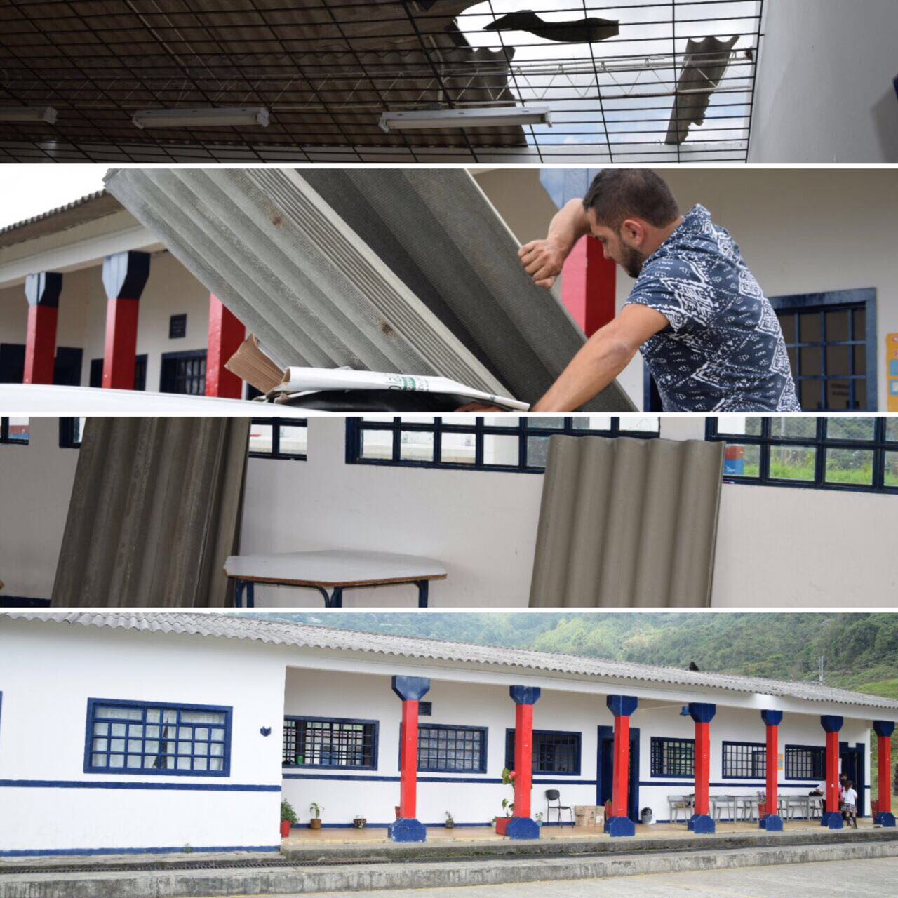 Secretaría de Educación del Quindío realizó donación a la institución educativa Recreo de Génova para arreglar sus cubiertas afectadas por la lluvia