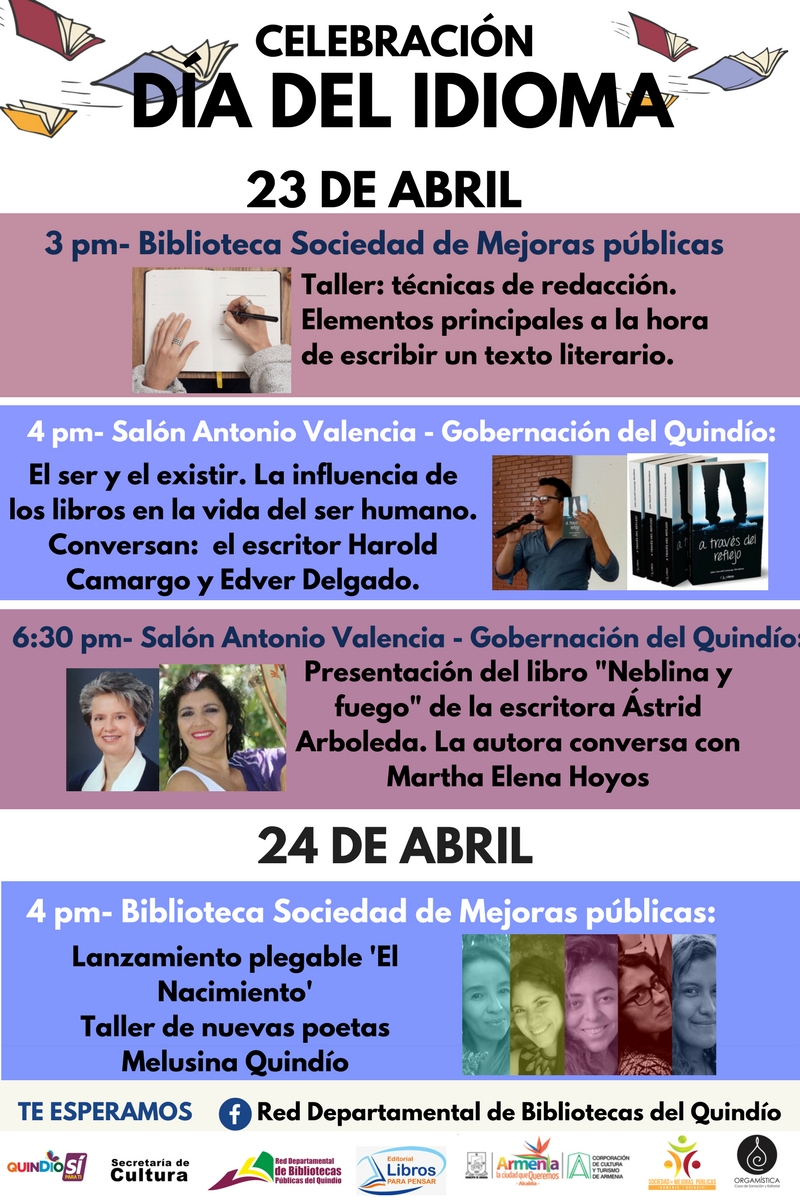 Gobierno departamental celebrará el Día del Idioma con actividades culturales para los quindianos