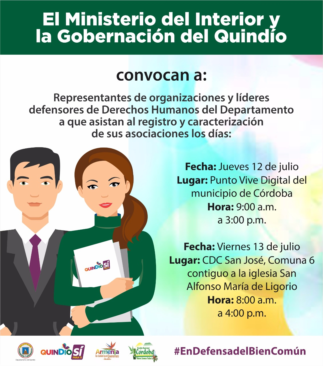 MinInterior y Gobernación caracterizarán a líderes y representantes de organizaciones sociales y de Derechos Humanos del Quindío