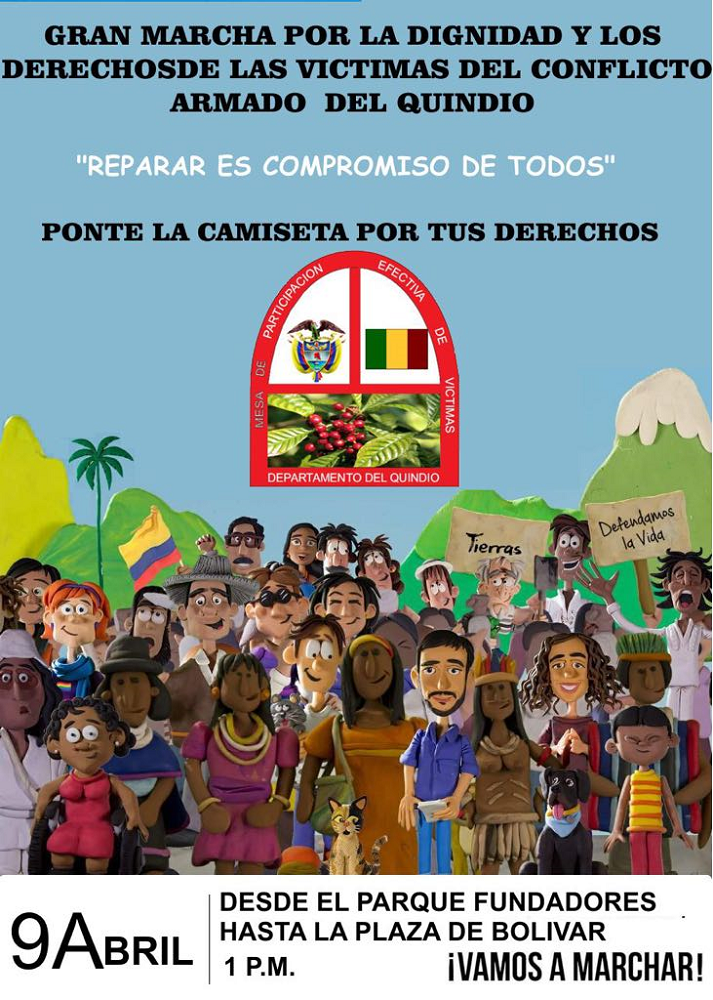 Gobierno departamental invita a los quindianos a acompañar la Marcha por la dignidad y los derechos de las víctimas del conflicto armado del Quindío