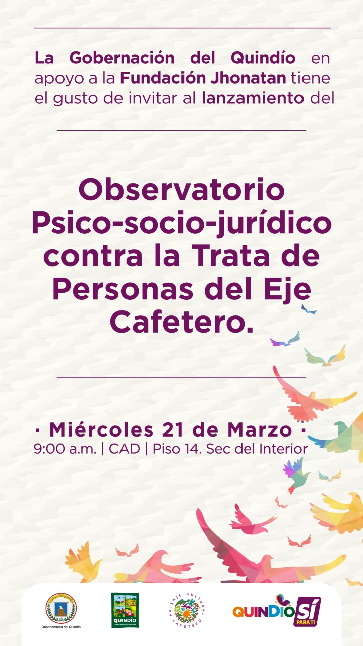 Gobierno departamental invita al lanzamiento del Observatorio contra la Trata de Personas del Eje Cafetero