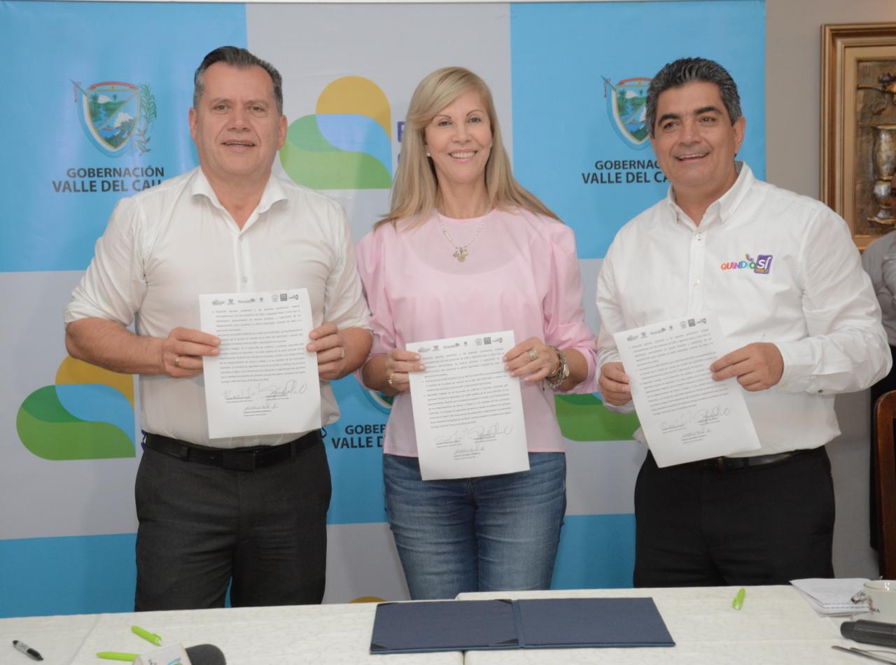 Gobernador del Quindío firmó pacto de trabajo conjunto con sus homólogos de Risaralda y Valle del Cauca para beneficiar a la región