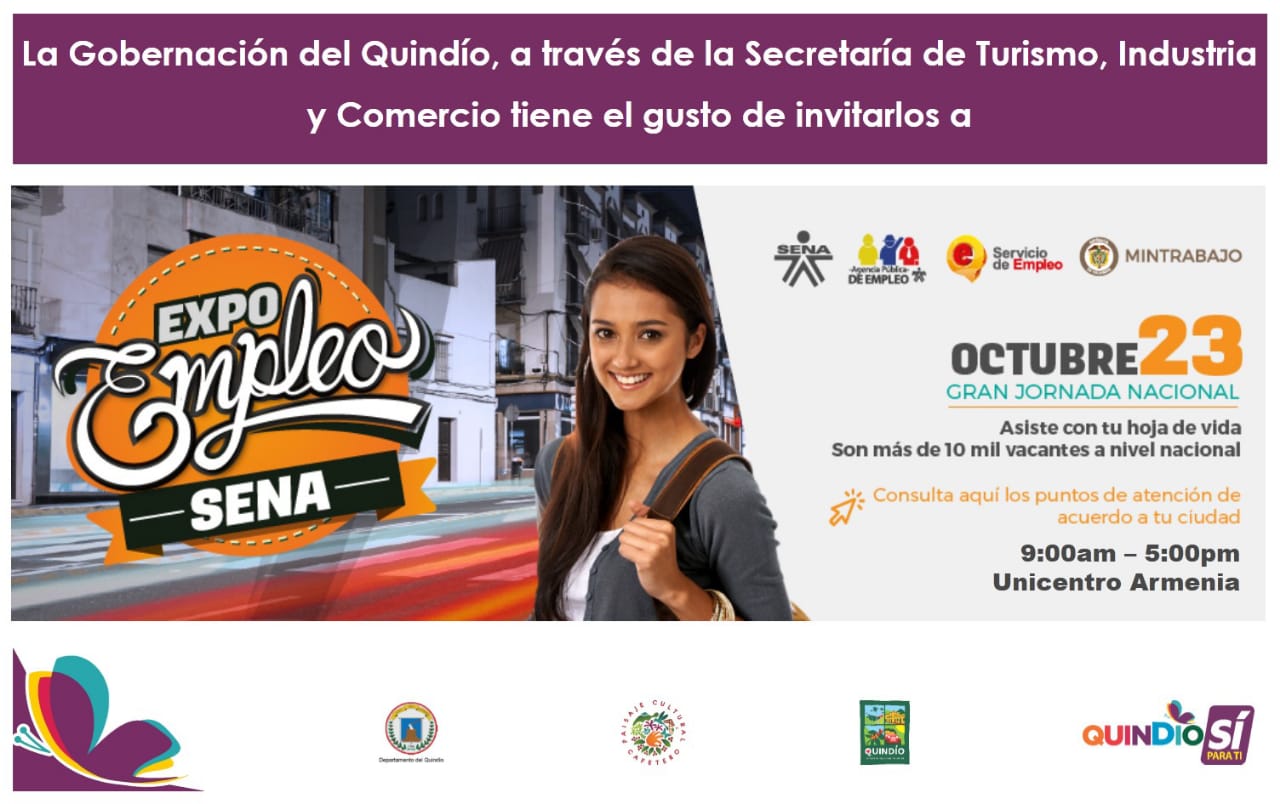 70 vacantes se ofertarán en el Quindío durante feria de empleo nacional el próximo 23 de octubre